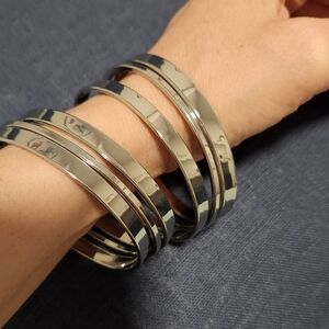 Silver Color Metal Bangle Bracelet Set